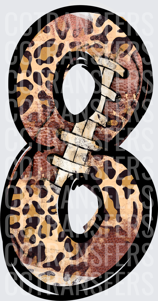 Number 8 Leopard Print Football Texture (DTF)