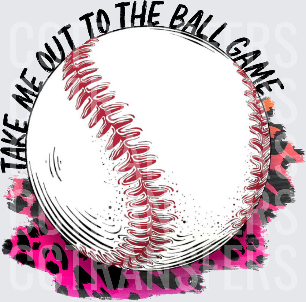 Take Me Out To The Ball Game Baseball Leopard Pink (DTF)