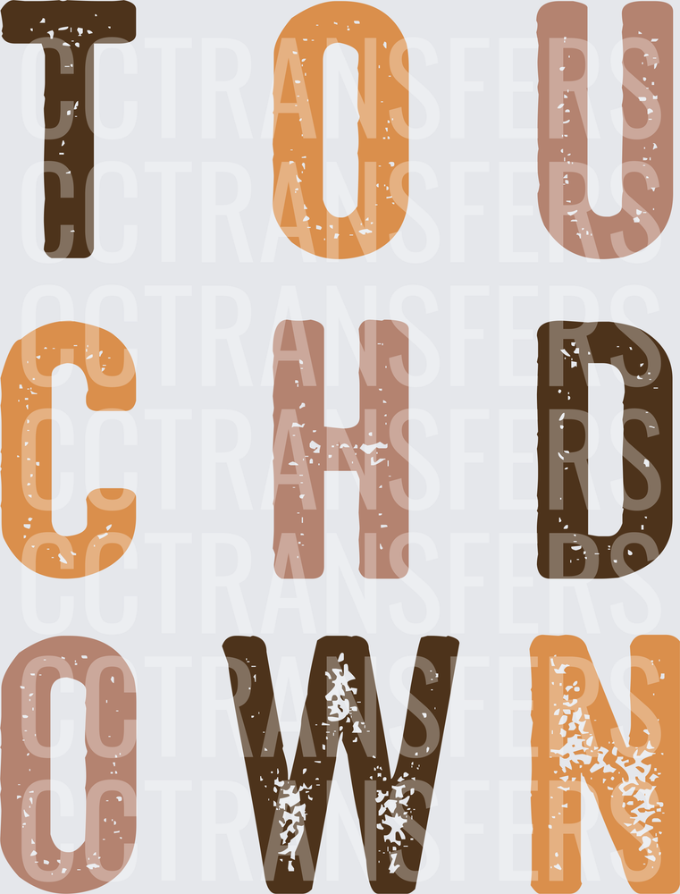 Touchdown Bold Distressed Letter Stack Football (DTF)