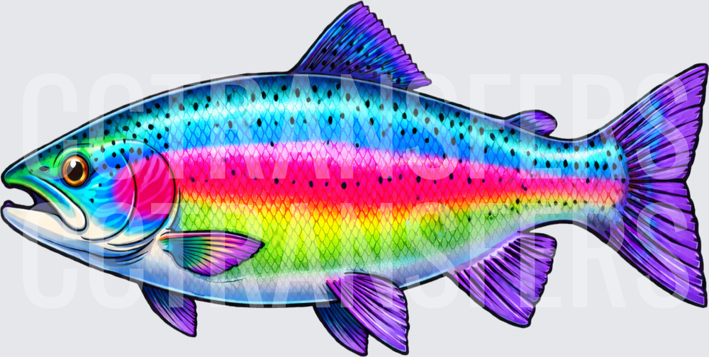 Vibrant Rainbow Trout Colorful Spotted Fish (DTF)