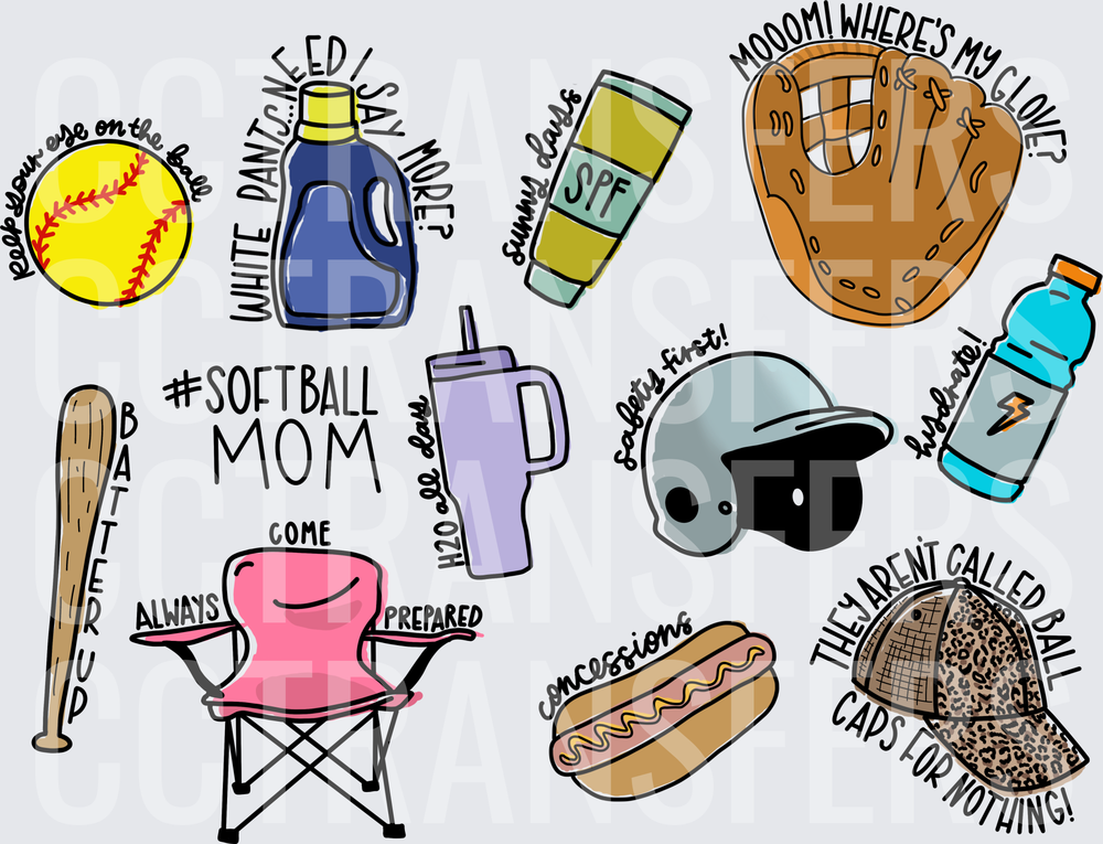 Softball Mom Icon Bundle Sheet (DTF)