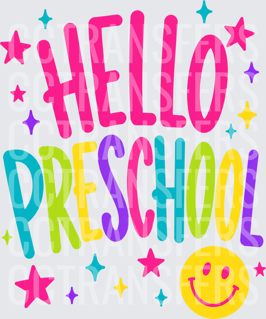 Hello Preschool Colorful Stars Smiley Face (DTF)