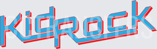 Bold Blue & Red Retro Rock Artist Logo Lettering (DTF)
