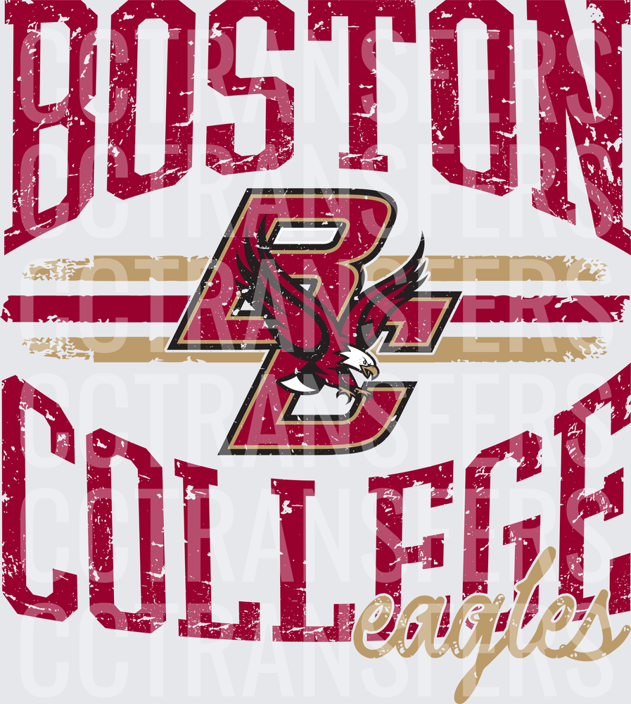 Distressed Maroon Eagles BC Mascot Logo Script (DTF)