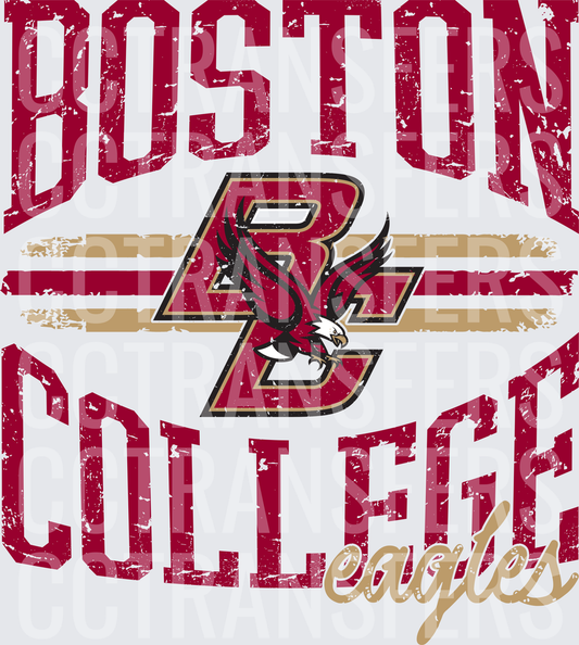 Distressed Maroon Eagles BC Mascot Logo Script (DTF)