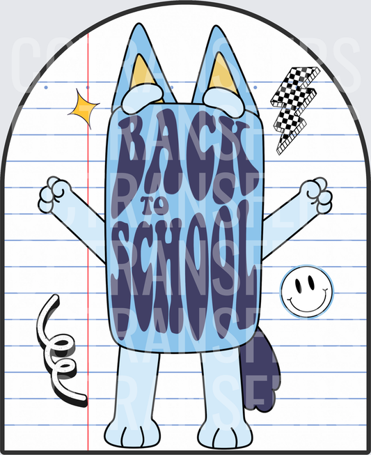 Back To School Blue Cartoon Dog Retro Notebook (DTF)