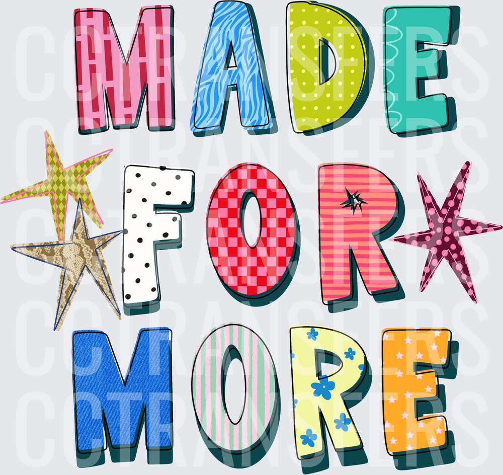 Made For More Colorful Patterned Bold Letter Stars (DTF)