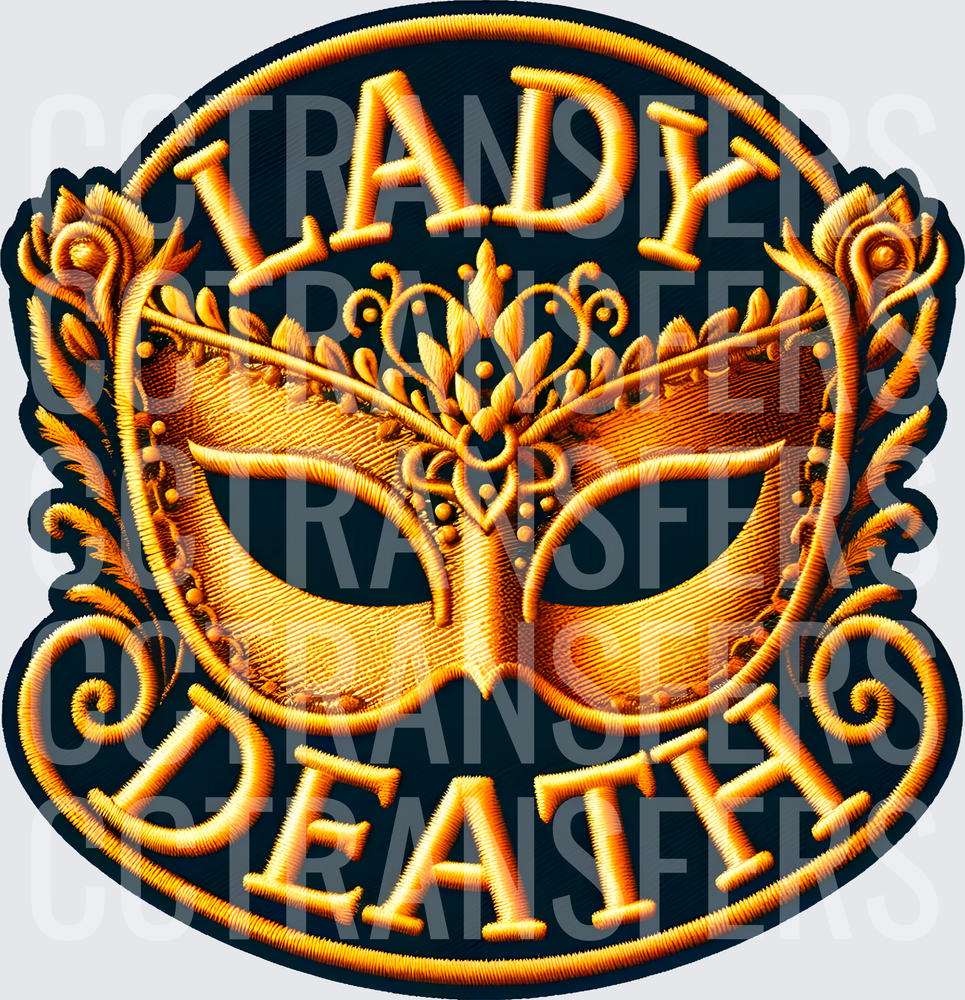 Lady Death Golden Masquerade Mask Embroidery Badge (DTF)