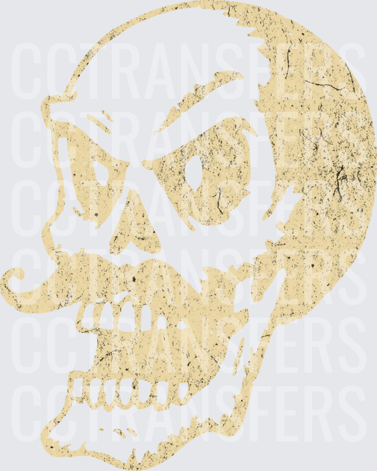 Vintage Distressed Angry Skull with Mustache (DTF)