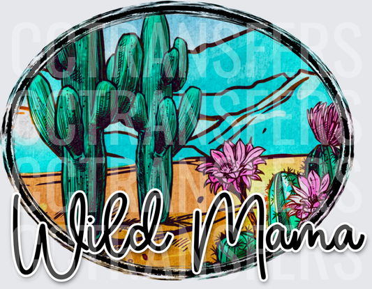 Wild Mama Desert Cactus Oval Scene (DTF)