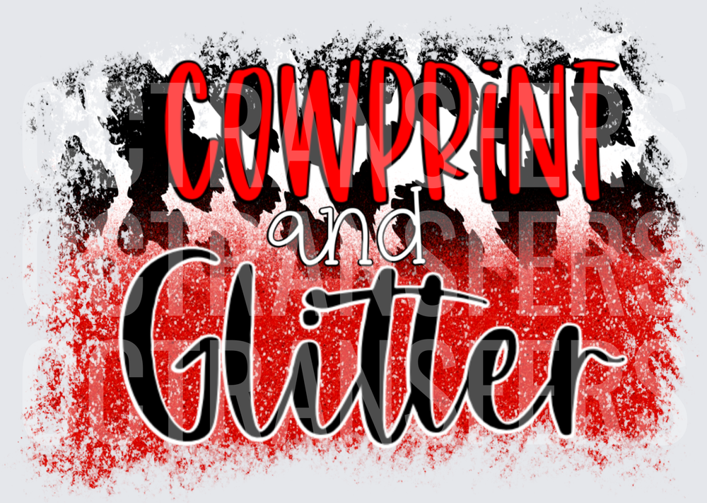 Cowprint and Glitter Red Black Grunge Splatter (DTF)