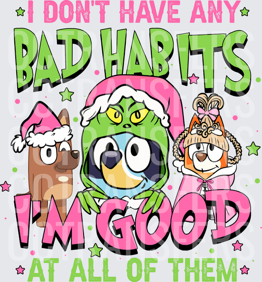 I Don't Have Any Bad Habits I'm Good At All Of Them Christmas Cartoon Dogs G-Man Hat (DTF)