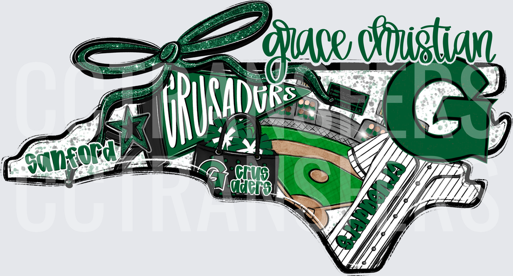 Grace Christian Crusaders Sanford NC State Shape Baseball (DTF)