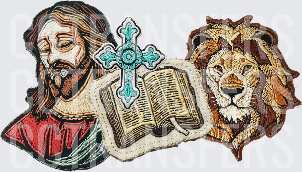 Embroidered Faith Patches Jesus Cross Bible Lion (DTF)