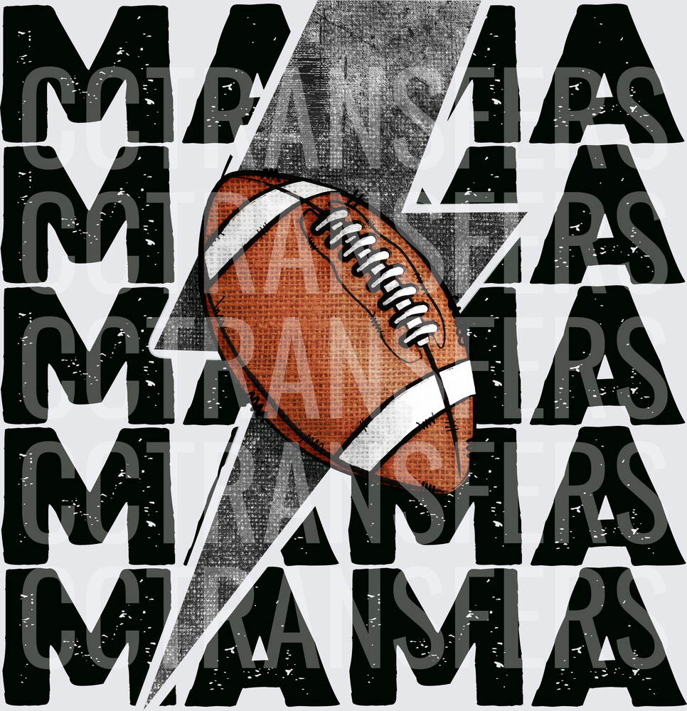 Stacked MAMA Football Lightning Bolt Distressed (DTF)