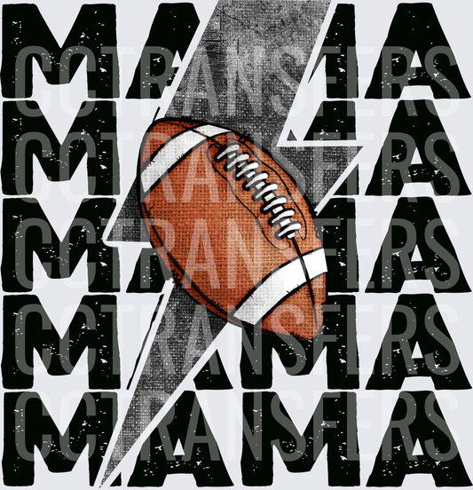 Stacked MAMA Football Lightning Bolt Distressed (DTF)