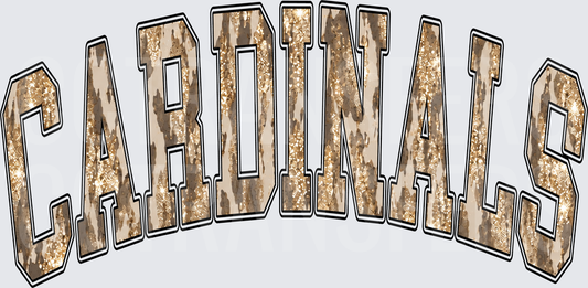 Cardinals Arched Varsity Glitter Cowhide Letters (DTF)