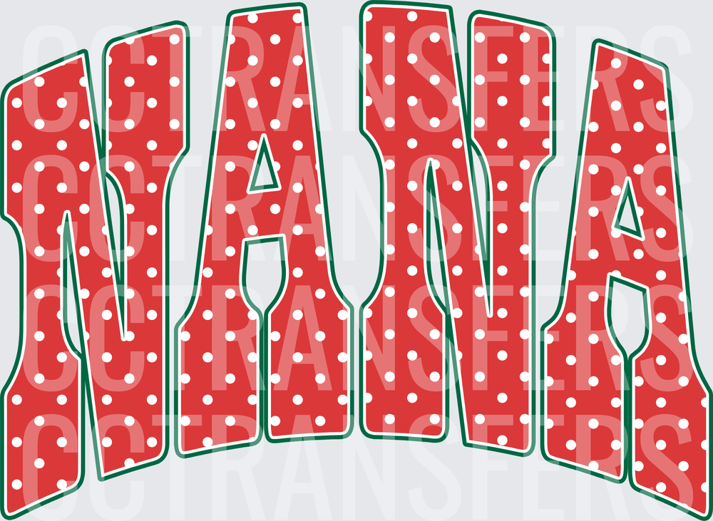 Nana Red Polka Dot Arched Bold Lettering (DTF)