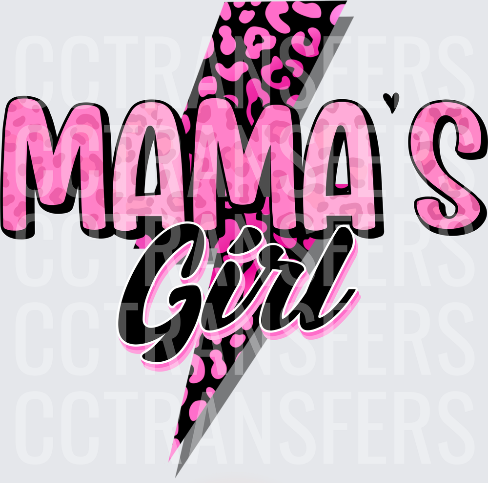 Mama's Girl Pink Leopard Lightning Bolt (DTF)