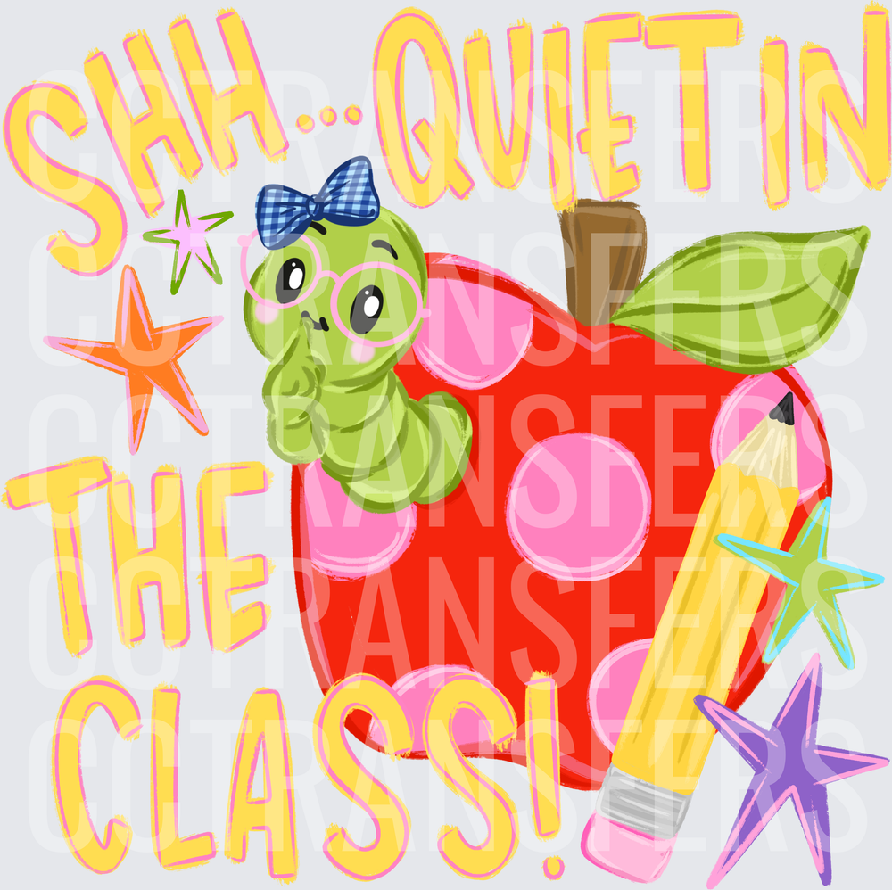 Shh Quiet In The Class Cute Bookworm Apple Pencil (DTF)