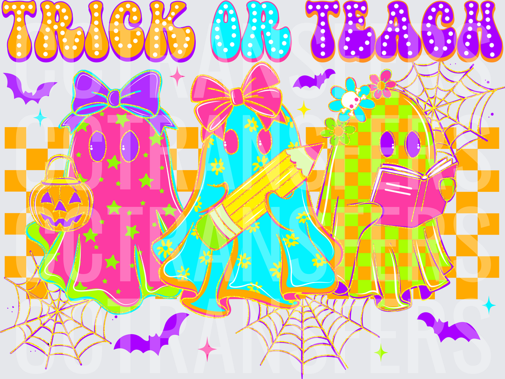 Trick Or Teach Halloween Teacher Ghost Trio (DTF)