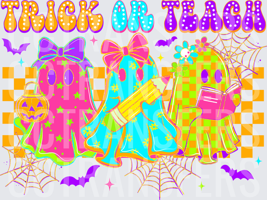 Trick Or Teach Halloween Teacher Ghost Trio (DTF)