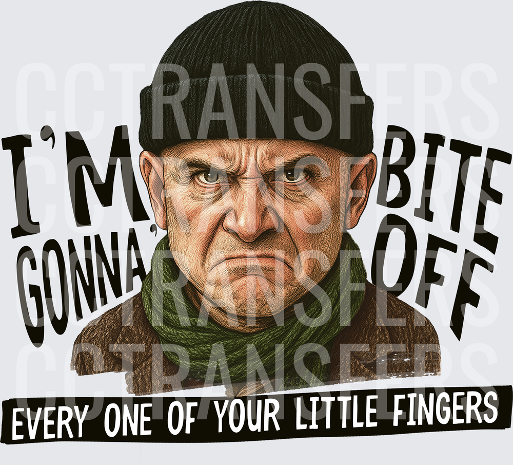 Grumpy Old Man Beanie Scarf Bite Your Fingers Quote (DTF)