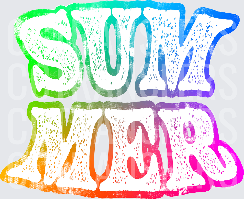 Rainbow Gradient Distressed Summer More Bold Groovy Text (DTF)
