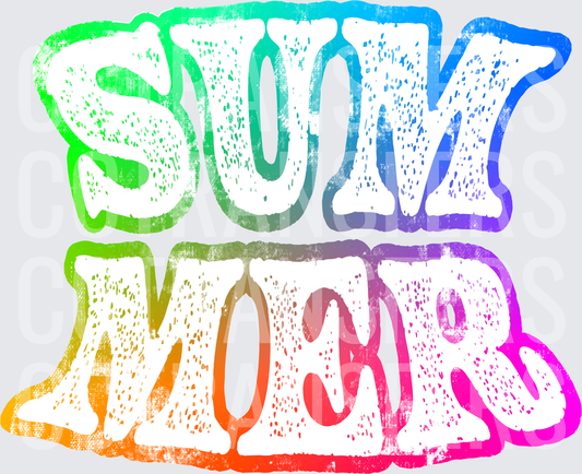Rainbow Gradient Distressed Summer More Bold Groovy Text (DTF)