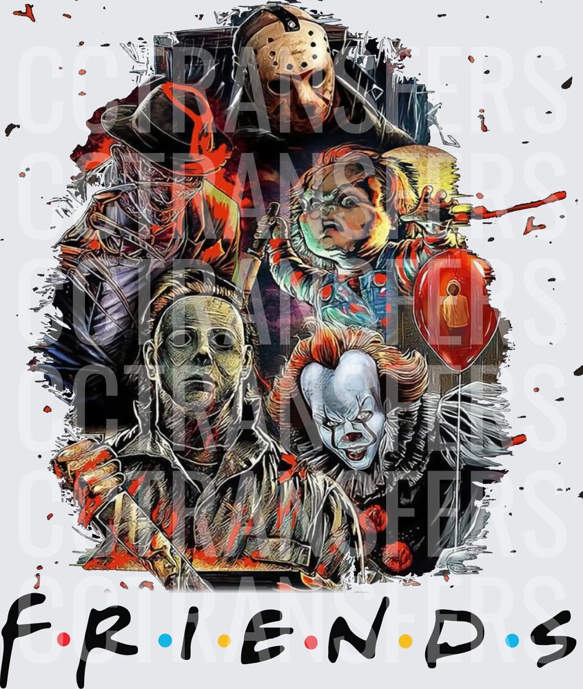 Horror Icons Friends Mashup Freddy Jason Michael Pennywise Chucky (DTF)