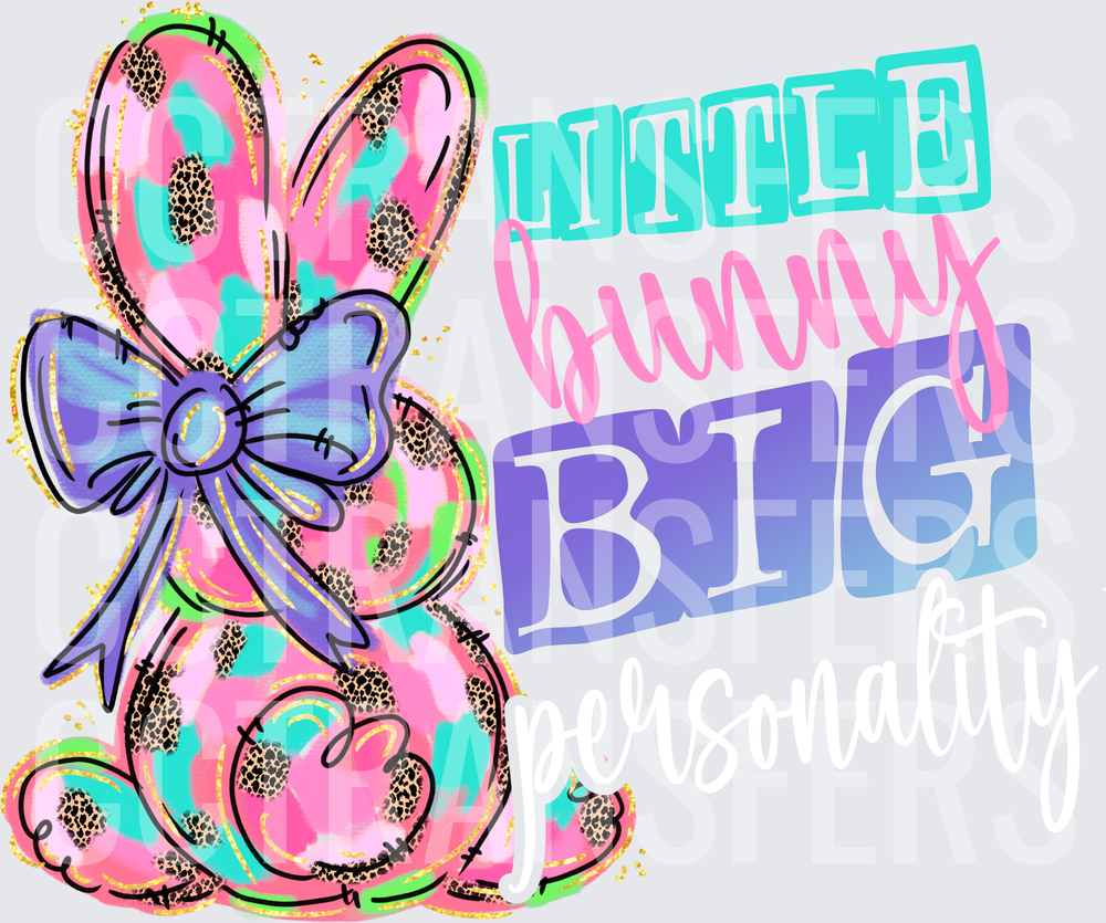 Little Bunny Big Leopard Print Easter Bunny with Bow (DTF)