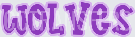 Bold Purple Wolves Bubble Letter Word Graphic (DTF)