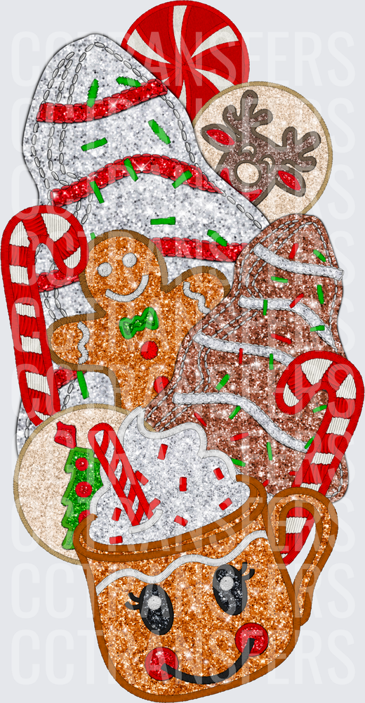 Glitter Christmas Cookie Stack Cute Mug Candy Cane (DTF)