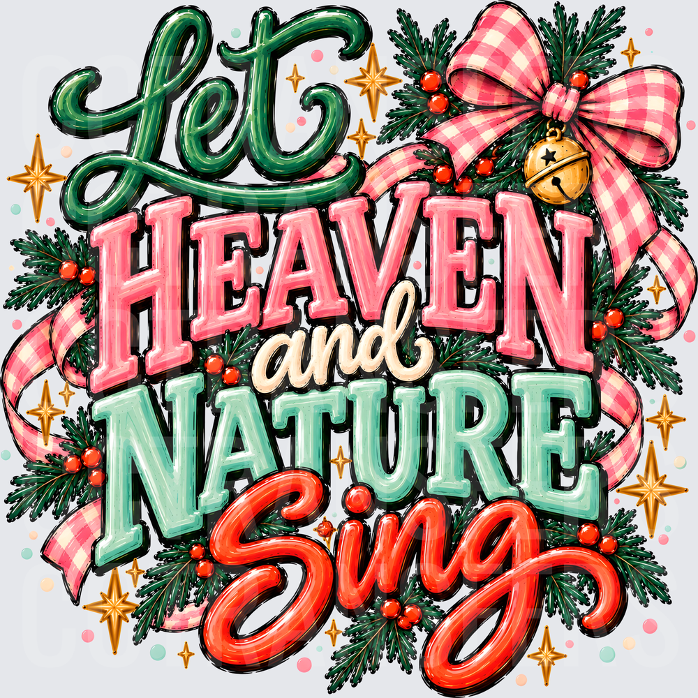 Let Heaven and Nature Sing Christmas Typography (DTF)