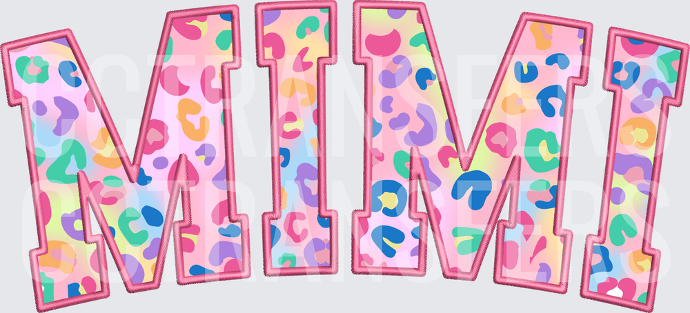 Mimi Colorful Leopard Print Block Letters (DTF)