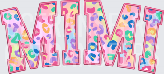 Mimi Colorful Leopard Print Block Letters (DTF)