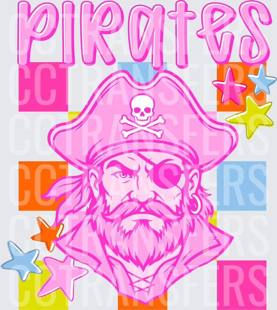 Pink Pirates Mascot Retro Colorful Star Design (DTF)