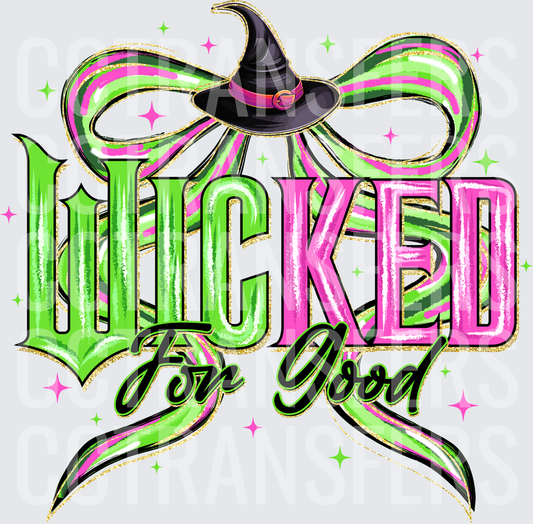 Wicked For Good Witch Hat Coquette Bow Green Pink (DTF)