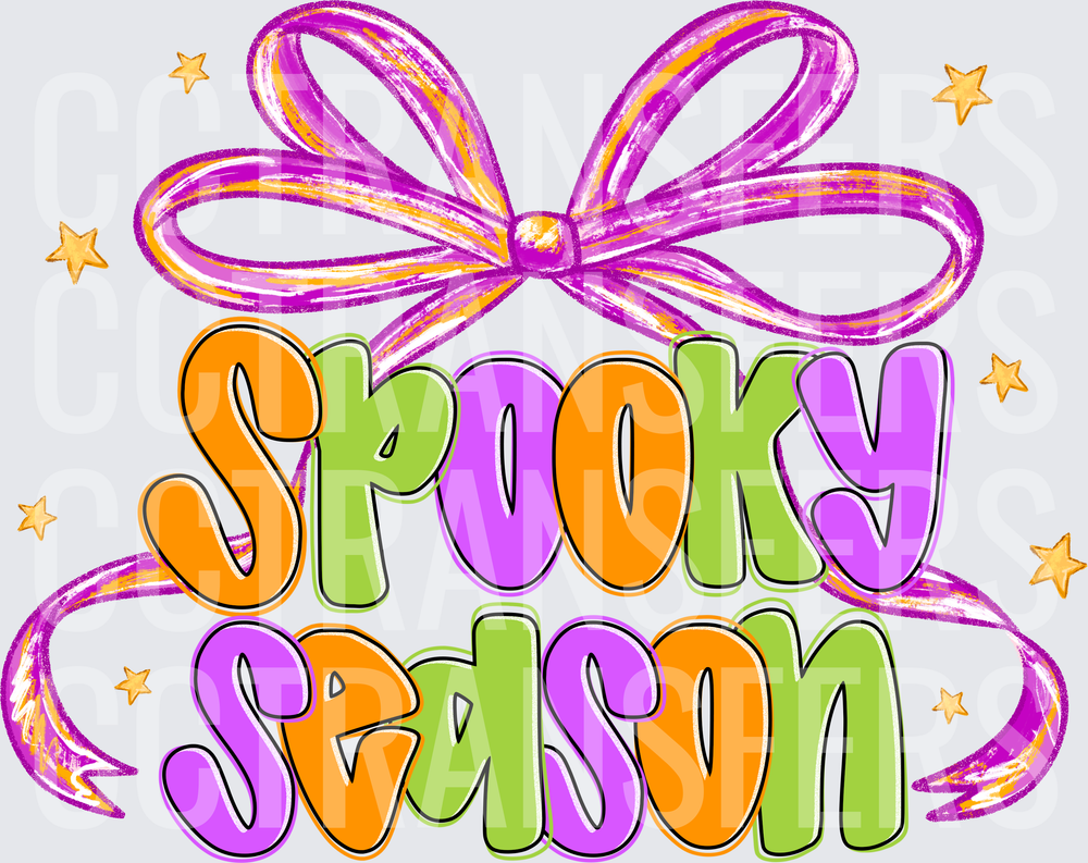 Spooky Season Colorful Bow and Stars Halloween (DTF)