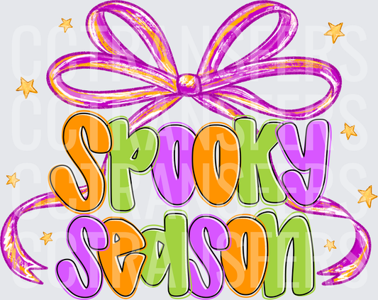 Spooky Season Colorful Bow and Stars Halloween (DTF)