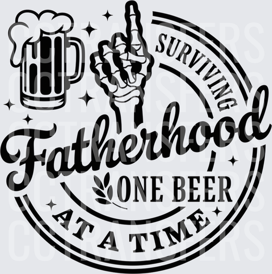 Surviving Fatherhood One Beer At A Time Skeleton Hand (DTF)