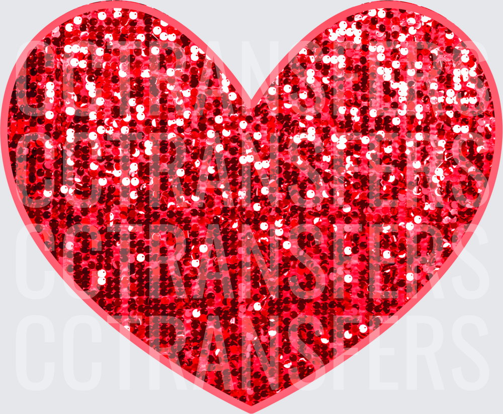 Red Glitter Sequin Heart (DTF)