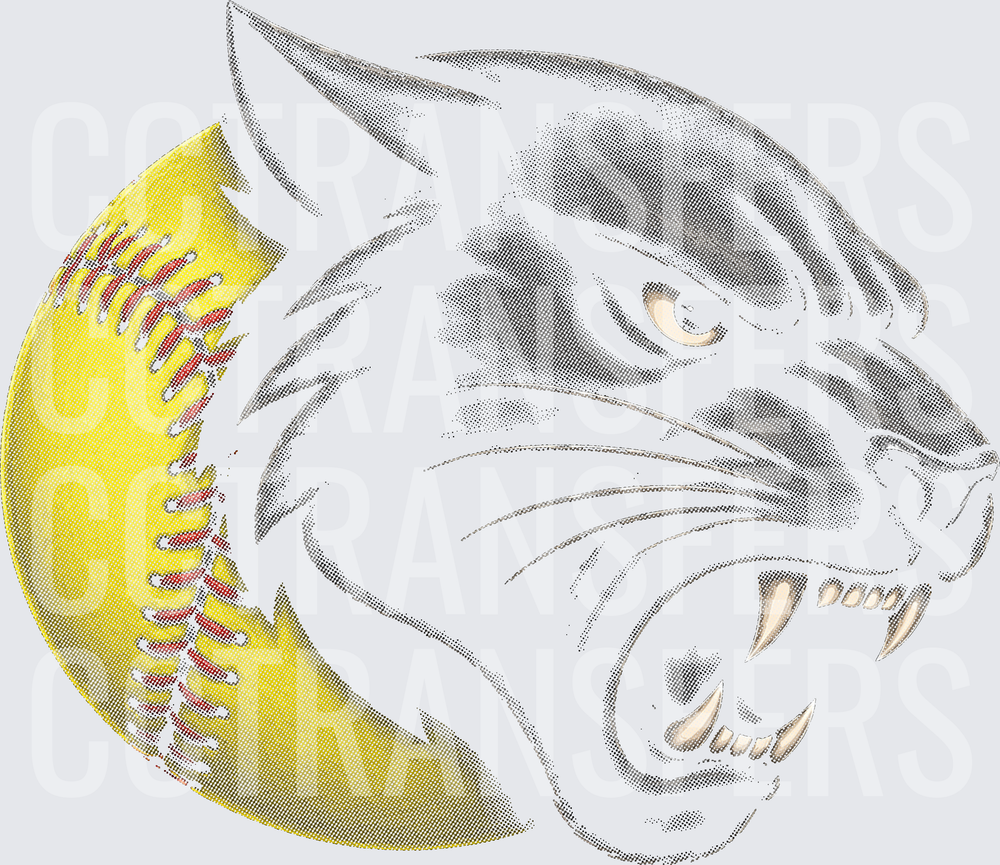 Fierce Growling Wolf Head with Yellow Softball (DTF)