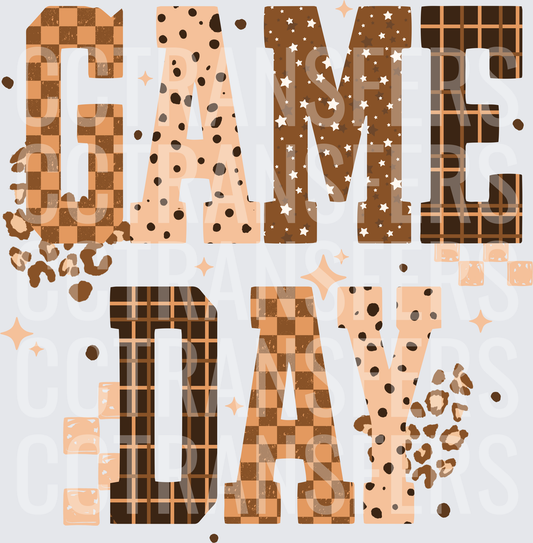 Game Day Mixed Pattern Bold Varsity Letters (DTF)