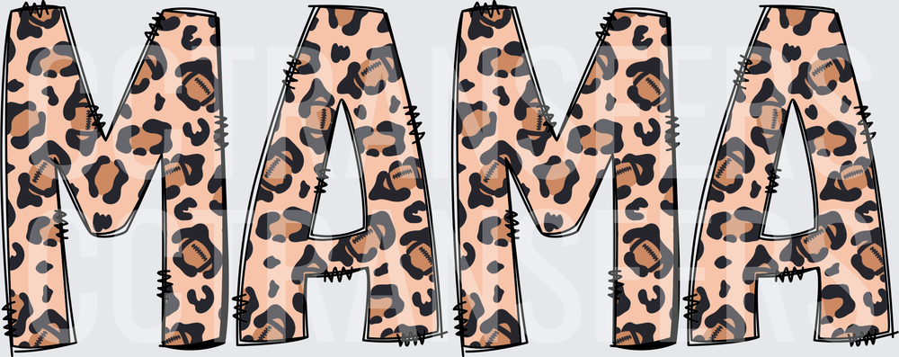 Mama Leopard Football Print Bold Letters (DTF)