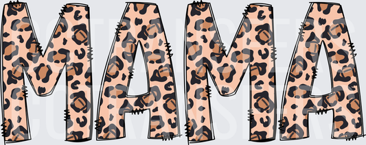 Mama Leopard Football Print Bold Letters (DTF)