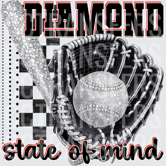Diamond State of Mind Glitter Baseball Bat Glove (DTF)