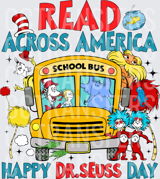 Read Across America Happy Dr. Seuss Day School Bus (DTF)