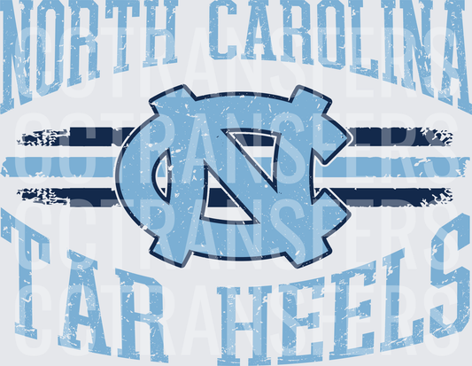 Vintage Distressed NC Tar Heels Logo Stripe Graphic (DTF)