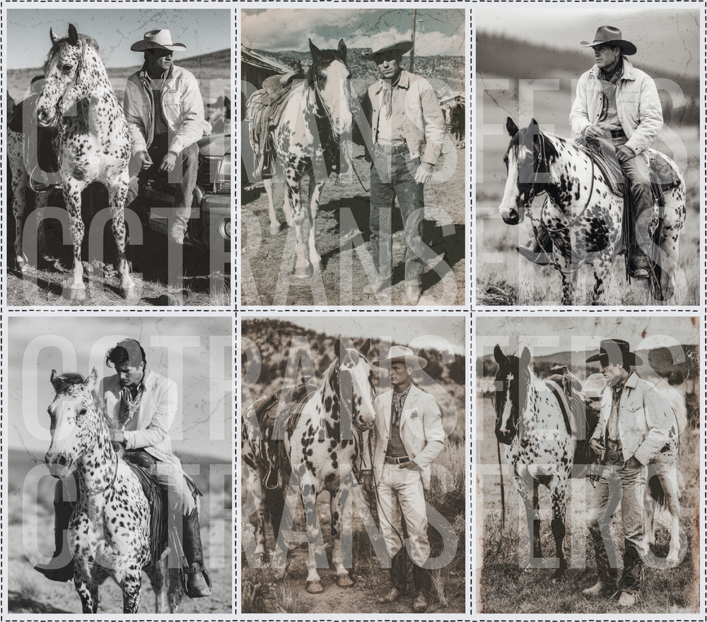 Vintage Cowboy with Appaloosa Horse Six Photo Collage (DTF)